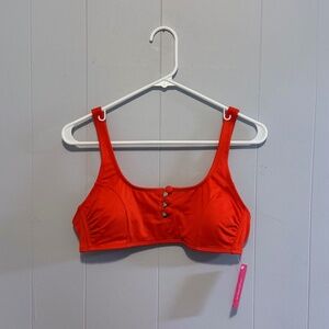 "Xhilaration Red Ribbed Square Neck Bikini Top Size Large NWT!